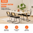 Καρέκλες VEVOR Rattan, Σετ 4, Μοντέρνα Καρέκλα Τραπεζαρίας Mid Century, Επενδυμένη καρέκλα βελούδινης έμφασης με πλάτη Rattan, Ρετρό Καρέκλα Τραπεζαρίας Κουζίνας για Σαλόνι, Υπνοδωμάτιο, Αναγνωστήριο, Γραφείο, Μαύρο