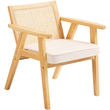 Καρέκλα VEVOR Rattan, Μοντέρνα Καρέκλα Τραπεζαρίας Mid Century με υποβραχιόνιο, Επενδυμένη Καρέκλα με Πλάτη Rattan, Ρετρό Καρέκλα Κουζίνας Rattan Τραπεζαρίας για Σαλόνι, Υπνοδωμάτιο, Αναγνωστήριο και Γραφείο, Μπεζ