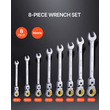 VEVOR Flex-Head Σετ κλειδιών Ratcheting 8 PC Metric 8 mm-17 mm με Roll-up Pouch