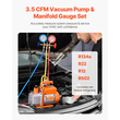 VEVOR 3.5 CFM HVAC Μονοβάθμιο Περιστροφικό πτερύγιο αντλίας κενού και κιτ μετρητή πολλαπλής