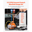 VEVOR 3.5 CFM HVAC Μονοβάθμιο Περιστροφικό πτερύγιο αντλίας κενού και κιτ μετρητή πολλαπλής