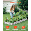 VEVOR Μεταλλικό Υπερυψωμένο Κρεβάτι Κήπου 12x4x1 ft Υπαίθριο Γαλβανισμένο Ασημί κουτί φυτευτήρων