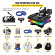 VEVOR Heat Press Machine 15 x 15 Inch 8 in 1 Heat Pressure 1000W Machine Sublimation 360° Rotation Swing Away Heat Press 8 in 1 Machine Printing Shirt Dual-Tube Heating for DIY T-shirts Cap κούπες (Μαύρο)