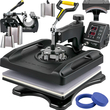 VEVOR Heat Press Machine 15 x 15 Inch 8 in 1 Heat Pressure 1000W Machine Sublimation 360° Rotation Swing Away Heat Press 8 in 1 Machine Printing Shirt Dual-Tube Heating for DIY T-shirts Cap κούπες (Μαύρο)
