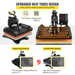 VEVOR Heat Press Machine 12 x 15 Inch 6 in 1 Heat Press 360° Swing Away Heat Press 1000W Μηχανή εκτύπωσης 6 σε 1 μαύρο πουκάμισο Θέρμανση διπλού σωλήνος για μπλουζάκια με καπάκι κούπες DIY
