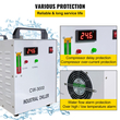 Ψύκτη νερού δεξαμενής VEVOR 9L CW-3000DG Thermolysis Industrial Water Chiller Ψύκτη νερού για 60W 80W CO2 Glass Tube Cooler