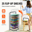 VEVOR Art Drying Rack 25 Removable Shelves Paint Drying Rack with Wheels Black