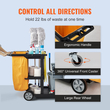 VEVOR Cleaning Cart, 3-ράφι Εμπορικό καρότσι καθαρισμού, χωρητικότητας 200 lbs Πλαστικό καρότσι καθαρισμού, με τσάντα PVC 25 γαλονιών, 47&quot; x 20&quot; x 38,6&quot;, Κίτρινο+Μαύρο