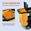 VEVOR Cleaning Cart, 3-ράφι Εμπορικό καλάθι φύλαξης, χωρητικότητας 200 lbs Πλαστικό καρότσι καθαρισμού, με τσάντα και κάλυμμα PVC 25 γαλονιών, 47&quot; x 20&quot; x 38,6&quot;, κίτρινο+μαύρο