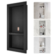VEVOR ντουζιέρα έτοιμη για πλακάκια 40,64 x 81,28 εκ., Διπλό ράφι οργάνωσης, τετράγωνες γωνίες στον τοίχο εσοχή εσοχή, σφραγισμένη προστασία μοντέρνα θέση αποθήκευσης σαπουνιού για μπάνιο ντους, μαύρο