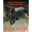 VEVOR Trailer Hitch 2&quot; Receiver 1-7/8&quot; &amp; 2&quot; &amp; 2-5/16&quot; Tri-Ball Hitch with Hook