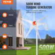 VEVOR 500W Ανεμογεννήτρια Κιτ ανεμογεννήτριας 12V 5 λεπίδων &amp; ελεγκτής MPPT