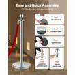 VEVOR 8 τμχ Ασημί Stanchion Post 4 Red Velvet Ropes Sand Injection Hollow Base