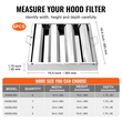 VEVOR 15,5Wx19,5H Inch Commercial Hood Filter Range Hood Διάφραγμα από ανοξείδωτο χάλυβα