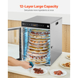 VEVOR 12 Trays Περιστροφικό μηχάνημα αφυδάτωσης τροφίμων από ανοξείδωτο ατσάλι 800W Ξήρανση φρούτων