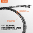 VEVOR Sectional Drain Cable Cleaning Cable 45FTx7/8In & 6 Cutters for 0,8"-5,9" Pipes