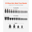 Torx Bit Socket and External Torx Socket Set 31-Pece T8-T70 and E4-E24 Steel