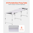 VEVOR 2,4 m Φορητό Beer Pong Tailgate Επιτραπέζιο πάρτι Παιχνίδι Κυπέλλου Τρύπες Μπάλες πονγκ