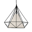 GloboStar® KAIRI 01618 Μοντέρνο Κρεμαστό Φωτιστικό Πλέγμα Μονόφωτο 1 x E27 IP20 Μαύρο Μέταλλο με Λευκό Ύφασμα - Μ38 x Π38 x Υ39cm