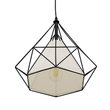 GloboStar® KAIRI 01618 Μοντέρνο Κρεμαστό Φωτιστικό Πλέγμα Μονόφωτο 1 x E27 IP20 Μαύρο Μέταλλο με Λευκό Ύφασμα - Μ38 x Π38 x Υ39cm