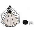 GloboStar® KAIRI 01618 Μοντέρνο Κρεμαστό Φωτιστικό Πλέγμα Μονόφωτο 1 x E27 IP20 Μαύρο Μέταλλο με Λευκό Ύφασμα - Μ38 x Π38 x Υ39cm