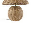 GloboStar® PERU 02239 Boho Επιτραπέζιο Φωτιστικό Μονόφωτο 1 x E27 AC220-240V IP20 - Φ40 x Υ45cm - Μπεζ Ξύλινο Καμπάνα