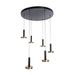 GLOBOSTAR® ZANE 60935 Κρεμαστό Φωτιστικό Design LED CCT 100W 11200lm 120° AC 220-240V IP20 - Εναλλαγή Φωτισμού μέσω Τηλεχειριστηρίου All In One Ψυχρό 6000k+Φυσικό 4500k+Θερμό 2700k Dimmable - Φ80 x Υ20cm - Μαύρο & Χρυσό - 3 Χρόνια Εγγύηση