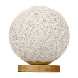 GloboStar® OCEANA 01417 Boho Επιτραπέζιο Φωτιστικό Πορτατίφ Μονόφωτο Λευκό Ξύλινο Ψάθινο Rattan Φ20 x Υ22cm