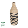 GloboStar® Artificial Garden AQABA 21243 Διακοσμητικό Πλεκτό Καλάθι - Κασπώ Γλάστρα - Flower Pot Μπεζ με Μαύρο Φ20cm x Υ60cm