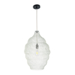 GloboStar® KENTUCKY 01898 Vintage Κρεμαστό Φωτιστικό Πλέγμα Μονόφωτο 1 x E27 IP20 Μπεζ Μέταλλο - Μ40 x Π40 x Y60cm