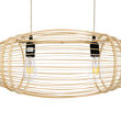 GloboStar® FISH 01927 Μοντέρνο Κρεμαστό Φωτιστικό Πλέγμα Δίφωτο 2 x E27 IP20 Μπεζ Ξύλο - Μ130 x Π42 x Υ42cm
