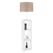 GloboStar® WOODO 204-0052 Μοντέρνο Eπιδαπέδιο Φωτιστικό Μονόφωτο 1 x E27 IP20 Λευκό Ξύλο με Μπεζ Ύφασμα - Μ38 x Π38 x Υ150cm
