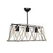 GloboStar® GATSBY 203-0006 Vintage Κρεμαστό Φωτιστικό Σχοινί Τρίφωτο 3 x E27 IP20 Μαύρο Μέταλλο με Μπεζ Σχοινί - Μ60 x Π28 x Υ22cm