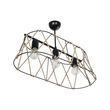 GloboStar® GATSBY 203-0006 Vintage Κρεμαστό Φωτιστικό Σχοινί Τρίφωτο 3 x E27 IP20 Μαύρο Μέταλλο με Μπεζ Σχοινί - Μ60 x Π28 x Υ22cm