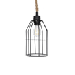 GloboStar® TALAH 203-0009 Vintage Κρεμαστό Φωτιστικό Σχοινί Μονόφωτο 1 x E27 IP20 Μαύρο Μέταλλο με Μπεζ Σχοινί - Μ15.5 x Π15.5 x Υ30cm