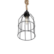 GloboStar® TALAH 203-0009 Vintage Κρεμαστό Φωτιστικό Σχοινί Μονόφωτο 1 x E27 IP20 Μαύρο Μέταλλο με Μπεζ Σχοινί - Μ15.5 x Π15.5 x Υ30cm