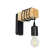 GloboStar® XYLO 203-0014 Μοντέρνο Επιτοίχιο Φωτιστικό Απλίκα Μονόφωτο 1 x E27 IP20 Μαύρο Μέταλλο με Μπεζ Ξύλο - Μ18 x Π18 x Υ19cm