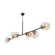 GloboStar® LATTICE 203-0017 Μοντέρνο Κρεμαστό Φωτιστικό Ράγα Πολύφωτο 6 x E27 IP20 Μαύρο & Μπρούτζινο Μέταλλο με Mελί Γυαλί - Μ120 x Π32 x Υ32cm