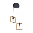 GloboStar® EDISON 203-0021 Vintage Κρεμαστό Φωτιστικό Ανάρτηση Δίφωτο 2 x E27 IP20 Μπεζ Ξύλο - Μ40 x Π20 x Υ45cm