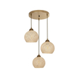 GloboStar® YASAM 203-0024 Vintage Κρεμαστό Φωτιστικό Πλέγμα Τρίφωτο 3 x E27 IP20 Μπεζ Ρατάν - Μ42 x Π42 x Υ54cm