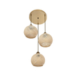 GloboStar® YASAM 203-0024 Vintage Κρεμαστό Φωτιστικό Πλέγμα Τρίφωτο 3 x E27 IP20 Μπεζ Ρατάν - Μ42 x Π42 x Υ54cm