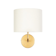 GloboStar® RALPH 203-0039 Vintage Επιτοίχιο Φωτιστικό Απλίκα Μονόφωτο 1 x E27 IP20 Χρυσό Μέταλλο με Λευκό Ύφασμα - Μ22 x Π29 x Υ30cm
