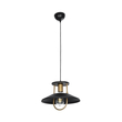 GloboStar® BILLA 203-0042 Vintage Κρεμαστό Φωτιστικό Καμπάνα Μονόφωτο 1 x E27 IP20 Μαύρο & Χρυσό Μέταλλο - M30.5 x Π30.5 x Υ20cm