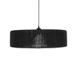 GloboStar® KYCLOS 203-0046 Boho Κρεμαστό Φωτιστικό Καπέλο Μονόφωτο 1 x E27 IP20 Μαύρο Rattan - M55 x Π55 x Υ20cm