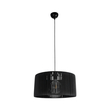 GloboStar® KYCLOS 203-0048 Boho Κρεμαστό Φωτιστικό Καπέλο Μονόφωτο 1 x E27 IP20 Μαύρο Rattan - M40 x Π40 x Υ25.5cm