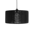 GloboStar® KYCLOS 203-0048 Boho Κρεμαστό Φωτιστικό Καπέλο Μονόφωτο 1 x E27 IP20 Μαύρο Rattan - M40 x Π40 x Υ25.5cm
