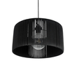GloboStar® KYCLOS 203-0048 Boho Κρεμαστό Φωτιστικό Καπέλο Μονόφωτο 1 x E27 IP20 Μαύρο Rattan - M40 x Π40 x Υ25.5cm