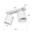 GloboStar® CUP 203-0059 Vintage Φωτιστικό Οροφής Ράγα Δίφωτο 2 x E27 IP20 Μπέζ Ξύλο με Λευκό Ύφασμα - Μ42 x Π14 x Υ26cm