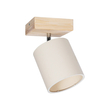 GloboStar® CUP 203-0060 Vintage Φωτιστικό Οροφής Σποτ Μονόφωτο 1 x E27 IP20 Μπέζ Ξύλο με Λευκό Ύφασμα - Μ14.5 x Π14.5 x Υ25cm