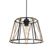 GloboStar® JUTE 203-0090 Μοντέρνο Κρεμαστό Φωτιστικό Σχοινί Μονόφωτο 1 x E27 IP20 Μαύρο Πλαστικό με Μπεζ Σχοινί - Μ30 x Π30 x Υ23cm